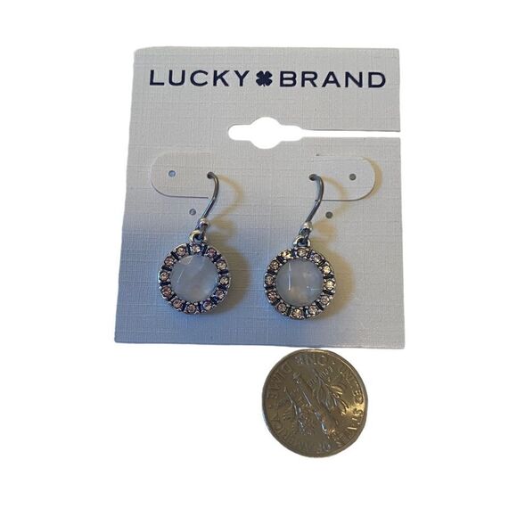 Delicate Looking Pave Drop Earrings w/ Pearly Center. - Picture 5 of 5